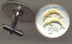 Iceland 5 kronur Dolphin Cuff Links