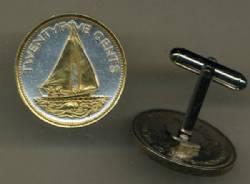 Bahamas 25 cent Sail Boat Cuff Links