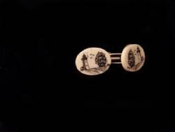 Scrimshaw Bone Cuff Links