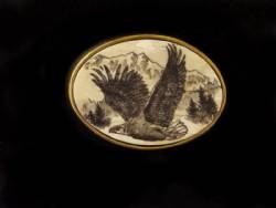 Eagle Scrimshaw Brass Buckle
