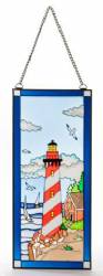 Stain Glass Lighthouse Red Barber
