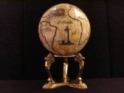 Large Scrimshaw Globe With Brass Stand