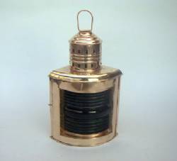 Copper Ship Lamp Large Red (Port) with Oil Lamp