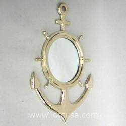 Brass Anchor Wheel Mirror