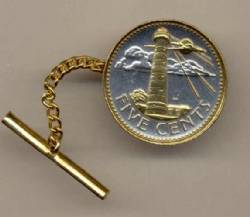 Barbados 5 cent Light house Tie Tack