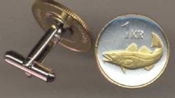 Iceland 1 krona Codfish Cuff Links