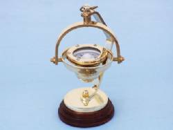 Brass Hanging Compass 8"