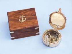 Brass Brunton Pocket Transit Compass With Rosewood Box 4"