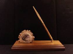 Business Card Holder With Pen - With Scrimshaw