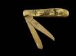 Scrimshaw Knife with Solid Silver Bolster Handles