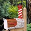 Wooden Lighthouse Mailbox White Shoal