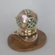 Copper And Brass Diving Helmet With Wooden Base