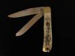 Scrimshaw 3 Blade Knife With Bone Handle